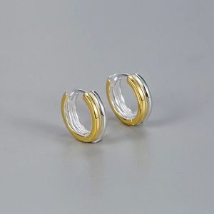 Minimalist 925 Sterling Silver Hoop Earrings For Women Sophisticated Two-Tone Gold And Silver Plated Huggie Hoop Earrings