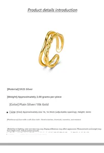 Detailed view of S925 silver double-layered twist ring with 18k gold plating details