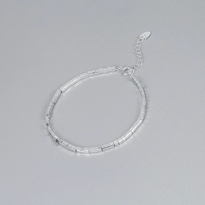 Minimalist 925 Sterling Silver Square Bead Bracelet For Women Ins Style Geometric Adjustable Bracelet Jewelry Gift