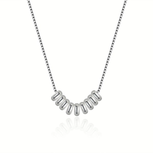Minimalist 925 sterling silver necklace featuring nine polished beads on a delicate box chain