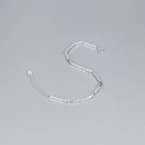 925 Sterling silver minimalist square bead bracelet with lobster clasp and extender