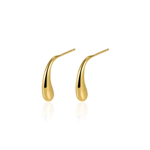 Polished gold teardrop stud earrings in S925 sterling silver with a mirror finish