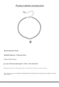Detail of 925 sterling silver beaded bracelet showing dimensions and lobster clasp features