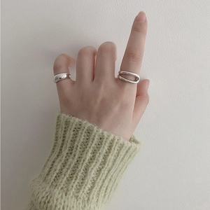 Minimalist S925 sterling silver open rings set with hollow and solid band designs
