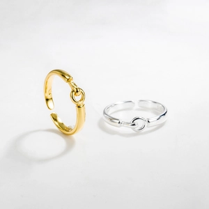 Minimalist 925 sterling silver geometric horsebit rings in gold and silver finish