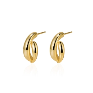 Orecchini minimalisti in argento 925 dorato con un design geometrico a doppio arco