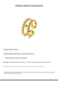 Detailed technical specifications of the S925 sterling silver beaded double layer ring