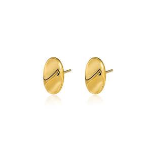 Geometrische ovale S925 Sterling Silber Ohrstecker mit gefalteter Textur in Gold-Optik