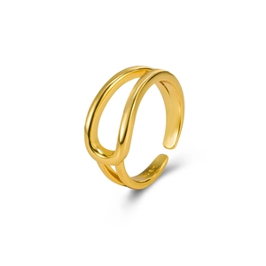 Minimalist S925 sterling silver hollow open ring with elegant gold-plated finish