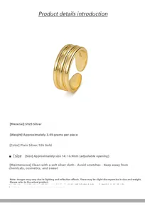 Details des mehrlagigen S925 Silberrings mit Gewichtsangaben und verstellbarer Größe