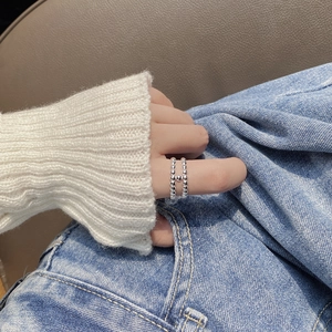 925 Sterling Silver double-layered bead ring with a unique hollow-out structure design