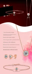 Detailaufnahme von 18K Roségold-Schmuckset mit Moissanit-Steinen in Zargenfassung