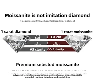 Macro shot of 1 carat Moissanite ring detail showing D color VVS clarity and EX cut quality