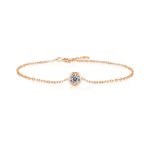 925 Sterlingsilber Moissanit Armband Für Damen Verstellbare Zargenfassung Runde Blase Kette Armband Leichter Luxus High-End Schmuck Geschenk
