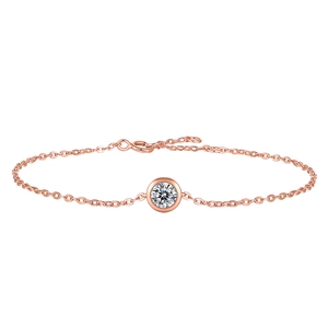 Elegantes 925er Sterling Silber Armband mit funkelndem Moissanit in Roségold-Finish