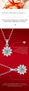 Détail du pendentif tournesol avec placage or 18 carats 7 couches et pierres moissanite