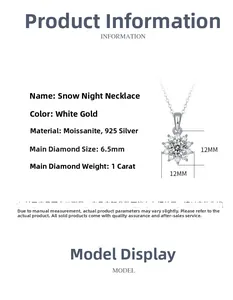 Spécifications de taille du pendentif tournesol en moissanite 1 carat argent 925