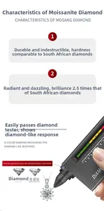 Détail du pendentif Moissanite couleur D avec éclat 2,5x et testeur de diamant réussi