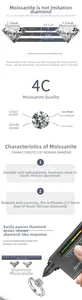 Detailed comparison chart of 1ct Moissanite 4C standards including D color and VVS clarity