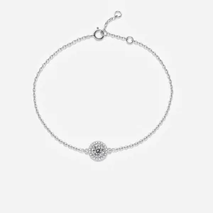 925 Sterling Silver Moissanite Bracelet Round Halo Adjustable Chain For Women Luxury Cultured Ruby Sapphire Jewelry Gift