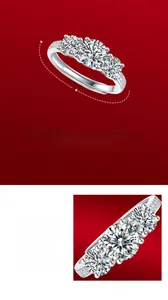 Detailed macro view of S925 silver ring featuring three stones and adjustable band
