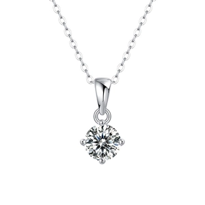 Classic 925 sterling silver solitaire moissanite heart pendant necklace with cable chain