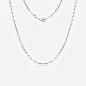 Collier Chaîne en Argent Sterling 925 Minimaliste pour Femmes Hommes Chaîne Câble Réglable Sans Pendentif Bijoux