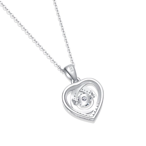 Collier cœur en argent S925 avec pierre moissanite dansante en sertissage flottant