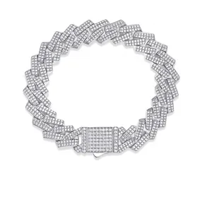 Luxury 925 Sterling Silver Moissanite Cuban Link Bracelet Hip Hop Dragon Bone Chain Pave Inlaid Jewelry For Men Women
