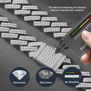 S925 sterling silver moissanite cuban link bracelet for men and women hip hop jewelry