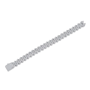 S925 sterling silver Cuban link bracelet with full moissanite setting and secure clasp
