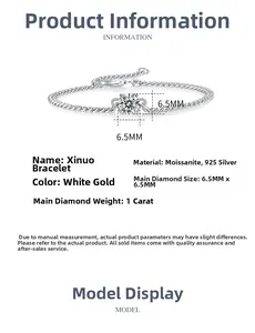 Dettaglio del bracciale a catena cubana in argento 925 con Moissanite da 1ct colore D