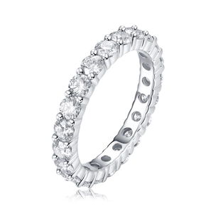 Classic S925 sterling silver eternity band ring featuring sparkling moissanite stones