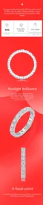 Detailed view of D color moissanite eternity ring in 925 silver with 3EX grade cut