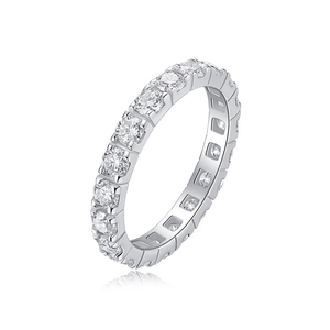 Classic S925 sterling silver eternity ring with round brilliant cut moissanite stones