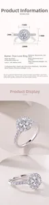 Detailed size chart and technical specifications for 1 carat moissanite halo ring
