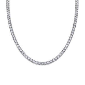 Detailansicht der S925 Silber Tennis-Halskette mit rund geschliffenen Moissanit Steinen