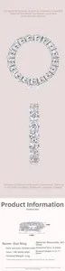 Detailed view of 925 silver moissanite ring with 17 stones and size specifications