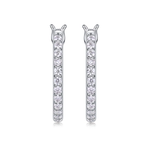 Elegant S925 sterling silver hoop earrings with sparkling round cut moissanite stones