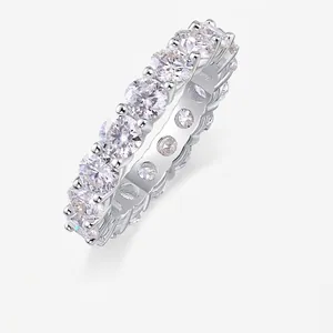 Luxury 925 Sterling Silver Moissanite Eternity Ring For Women Round Cut Full Band Ring With GRA Certificate Fashion Jewelry