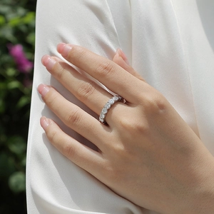 Eternity band ring in 925 sterling silver with sparkling round cut moissanite stones