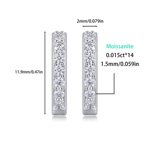 Elegante Creolen aus S925 Sterlingsilber mit 14 Moissanit-Steinen in Mikro-Pavé-Fassung