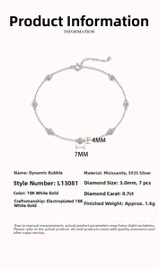 Specifications of S925 silver moissanite bubble bracelet with 18k white gold plating