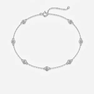 Luxury S925 Sterling Silver Moissanite Bracelet Sparkling D Color 3EX Cut Moissanite Bezel Station Chain Bracelet Fine Jewelry Gift