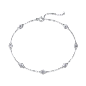 Elegant S925 sterling silver bracelet with seven round cubic zirconia in bezel setting
