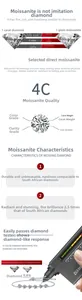 Moissanite 1ct D color VVS1 EX cut specification chart and diamond tester verification