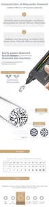 Moissanite size chart and clarity guide showing 0.5-3.1ct diameters and grading scale