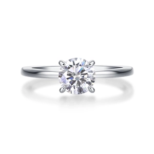 Classic S925 sterling silver ring with a round solitaire lab diamond in a four-prong setting