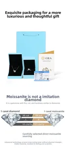 Macro detail of 1-carat moissanite ring and necklace set with GRA certificate and gift box
