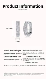 Spécifications de taille pour boucles d'oreilles créoles en argent S925 et moissanite